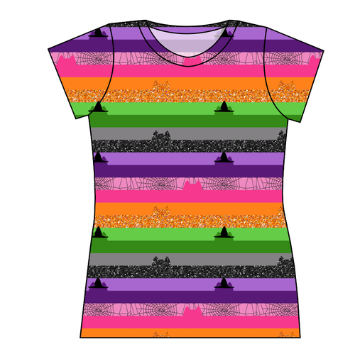 Spooky Meow Stripes Ladies' Basic Tee
