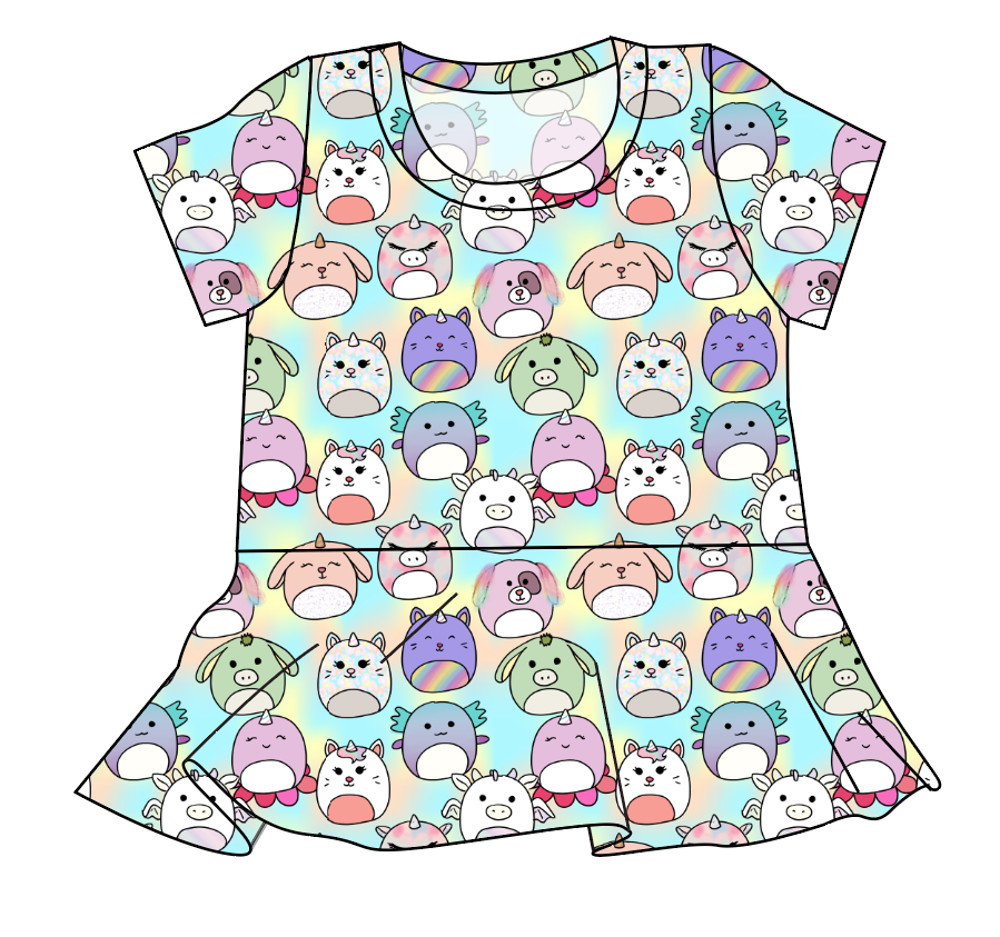 Mythical Squish Friends Ladies' Peplum Top