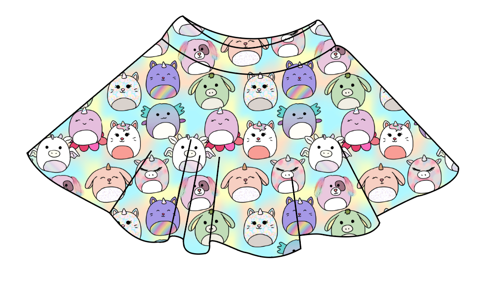 Mythical Squish Friends Ladies' Circle Skirt