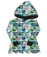 Load image into Gallery viewer, You&#39;re Out Of This World Peplum Hoodie (or Crewneck)