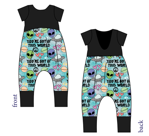 You're Out Of This World Low Back Romper and Bubble Romper