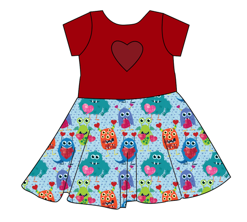 Monster Love Molly Heart Back Twirly Dress