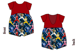 Mighty Morphin Low Back Romper and Bubble Romper