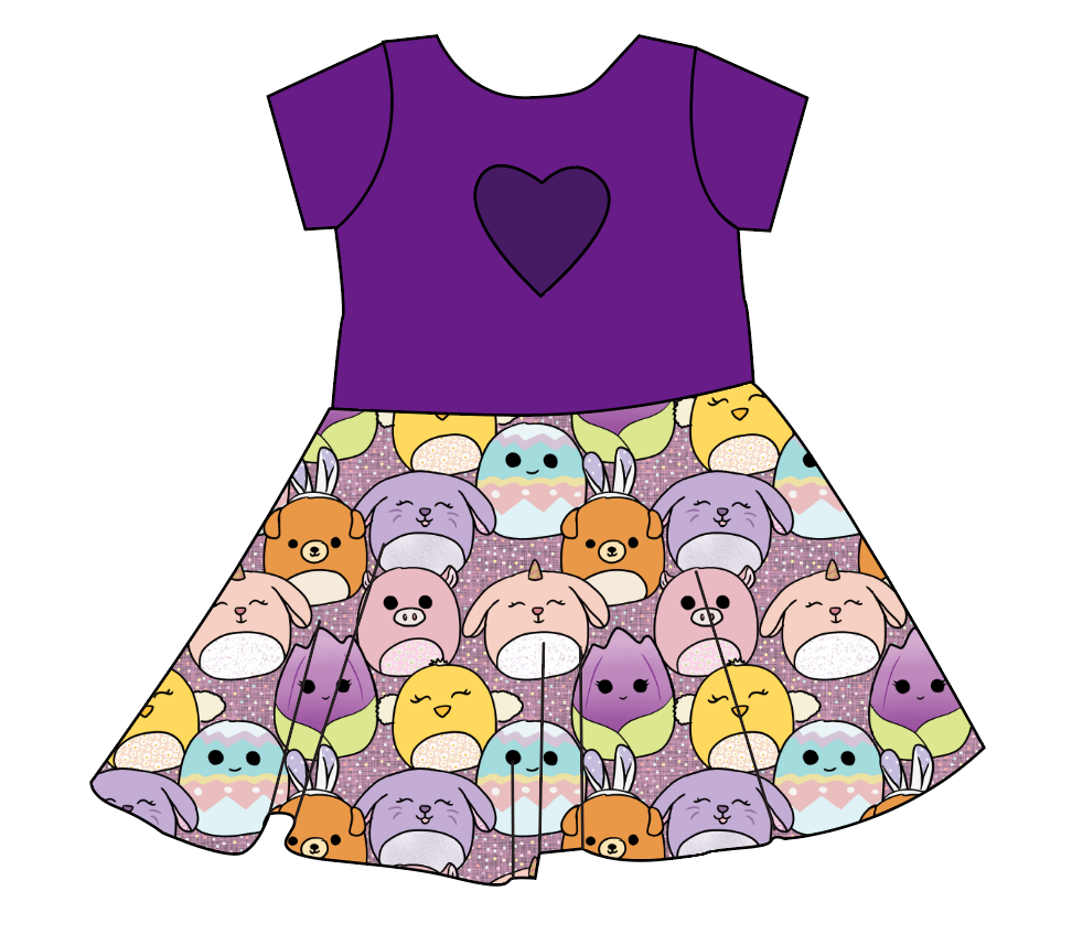 Easter Squish Friends Molly Heart Back Twirly Dress