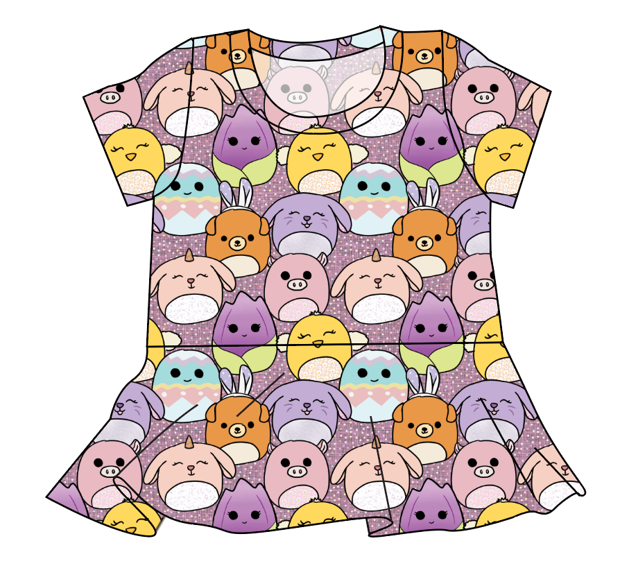 Easter Squish Friends Ladies' Peplum Top