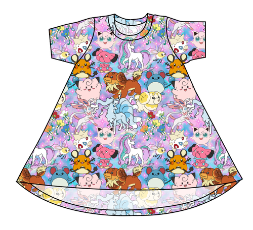 Enchanting Poke Basic T-Shirt Dress