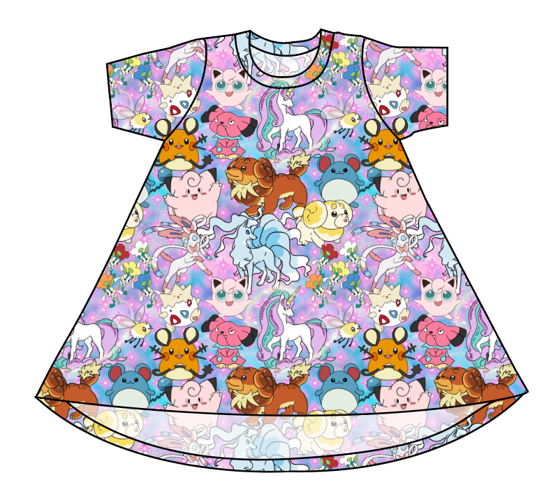 Enchanting Poke Basic T-Shirt Dress