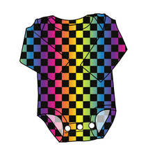 Load image into Gallery viewer, Rainbow Check Lap Neck Bodysuit