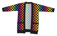 Load image into Gallery viewer, Rainbow Check Ladies' Grandpa Cardigan