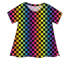 Load image into Gallery viewer, Rainbow Check Ladies' Swing Tee