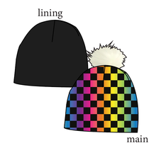 Load image into Gallery viewer, Rainbow Check Slouchy Beanie (Reversible!)