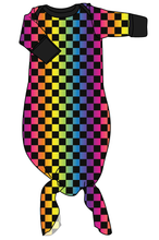 Load image into Gallery viewer, Rainbow Check Newborn Knotted Gown
