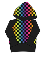 Load image into Gallery viewer, Rainbow Check Grow With Me Hoodie (or Crewneck)