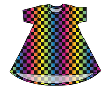 Load image into Gallery viewer, Rainbow Check Basic T-Shirt Dress