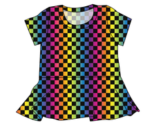 Load image into Gallery viewer, Rainbow Check Ladies' Peplum Top