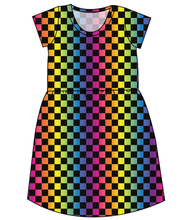 Load image into Gallery viewer, Rainbow Check Ladies' Play Dress