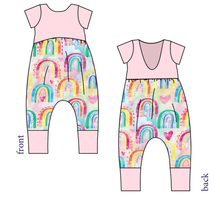 Load image into Gallery viewer, Over The Rainbow Low Back Romper and Bubble Romper