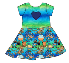 Load image into Gallery viewer, Crime-Biting Canine Molly Heart Back Twirly Dress