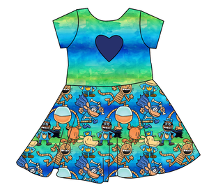 Crime-Biting Canine Molly Heart Back Twirly Dress