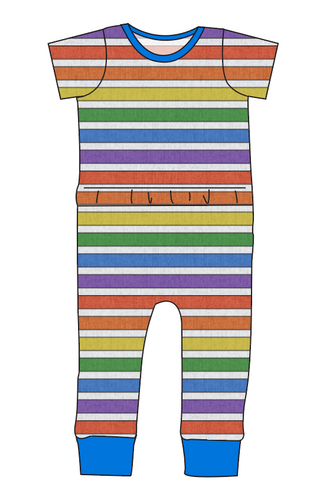 Rainbow Linen Stripes Bennett Pants and Shorts Length T-Shirt Romper