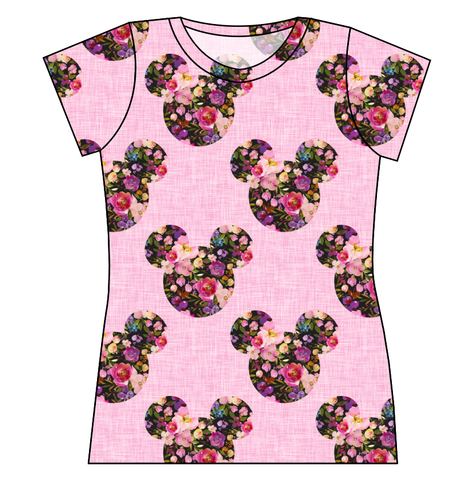 Floral Mouse Ears Ladies' Basic Tee