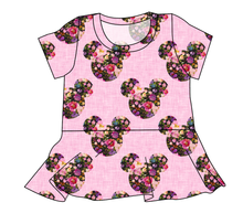 Load image into Gallery viewer, Floral Mouse Ears Ladies&#39; Peplum Top
