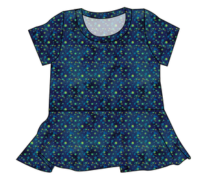 Navy Splatter Ladies' Peplum Top