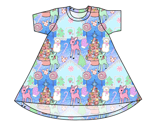 Pastel Wonderland Basic T-Shirt Dress