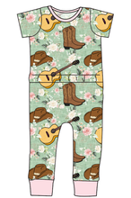 Load image into Gallery viewer, Floral Boots and Hats Bennett Pants and Shorts Length T-Shirt Romper