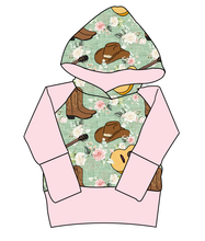 Load image into Gallery viewer, Floral Boots and Hats Grow With Me Hoodie (or Crewneck)