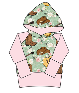 Floral Boots and Hats Grow With Me Hoodie (or Crewneck)