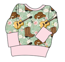 Load image into Gallery viewer, Floral Boots and Hats Grow With Me Hoodie (or Crewneck)