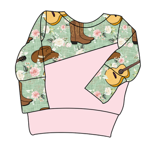 Floral Boots and Hats Grow With Me Hoodie (or Crewneck)