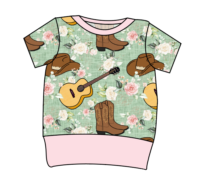 Floral Boots and Hats Grow With Me Tee