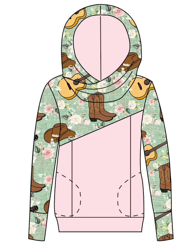 Floral Boots and Hats Ladies Hoodie