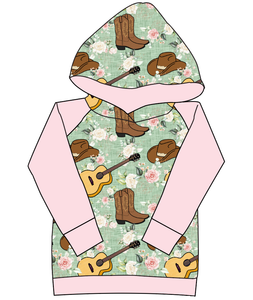 Floral Boots and Hats Ladies Hoodie