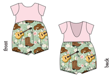 Load image into Gallery viewer, Floral Boots and Hats Low Back Romper and Bubble Romper