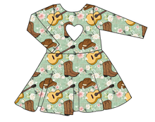 Load image into Gallery viewer, Floral Boots and Hats Molly Heart Back Twirly Dress