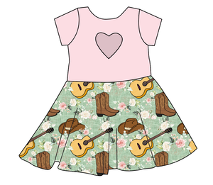 Floral Boots and Hats Molly Heart Back Twirly Dress