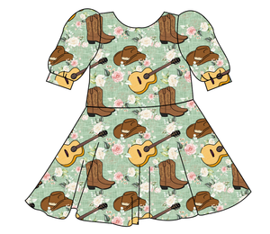 Floral Boots and Hats Prairie Dress