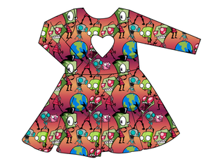 Invaders Molly Heart Back Twirly Dress