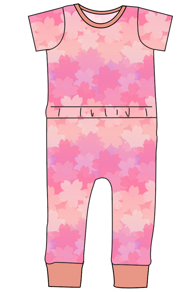 Cherry Blossom Ombre Bennett Pants and Shorts Length T-Shirt Romper