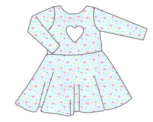 Load image into Gallery viewer, Cutesy Shapes Molly Heart Back Twirly Dress