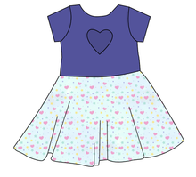 Load image into Gallery viewer, Cutesy Shapes Molly Heart Back Twirly Dress