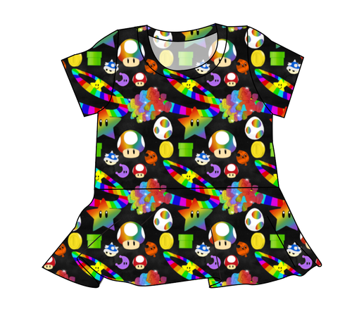 Rainbow Road Ladies' Peplum Top