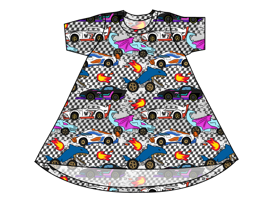 Racing Friends Basic T-Shirt Dress