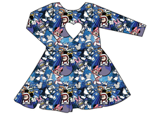 Load image into Gallery viewer, Space Mickey Molly Heart Back Twirly Dress