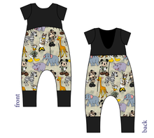 Load image into Gallery viewer, Safari Friends Low Back Romper and Bubble Romper