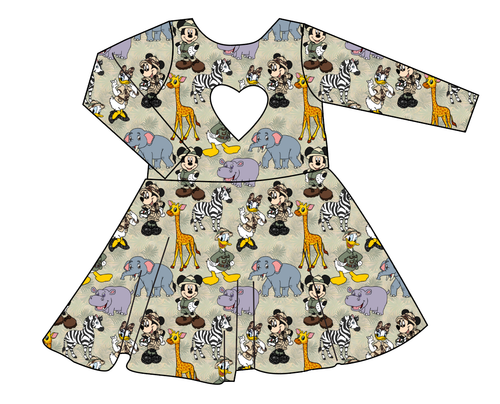 Safari Friends Molly Heart Back Twirly Dress