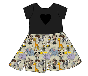 Safari Friends Molly Heart Back Twirly Dress